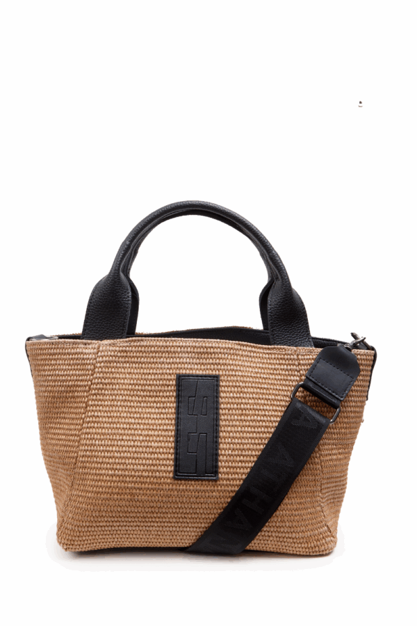 Classy Handbag Straw Taupe